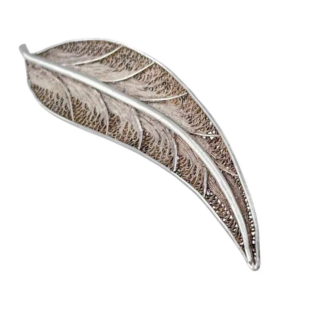 Vintage Sterling Silver 925 Feather Brooch